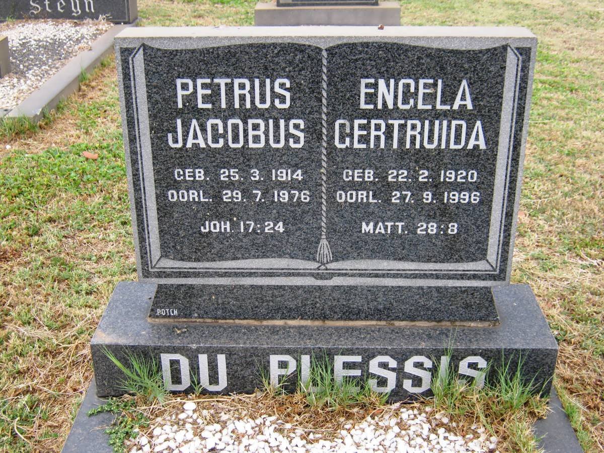 PLESSIS Petrus Jacobus, du 1914-1976 &amp; Engela Getruida 1920-1996
