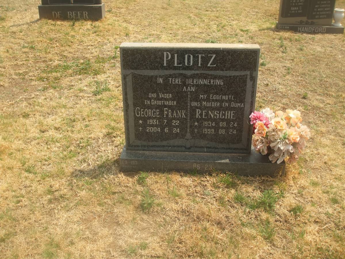 PLOTZ George Frank 1931-2004 &amp; Rensche 1934-1999