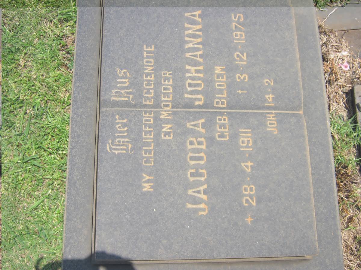 PLOOY Jacoba Johanna, du nee BLOEM 1911-1975