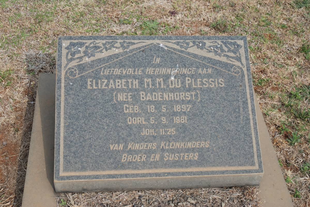 PLESSIS Elizabeth M., du nee BADENHORST 1897-1981