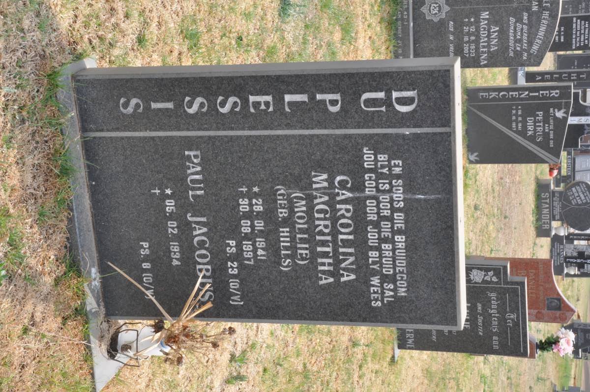 PLESSIS Paul Jacobus, du 1934- &amp; Carolina Magritha HILLS 1941-1997