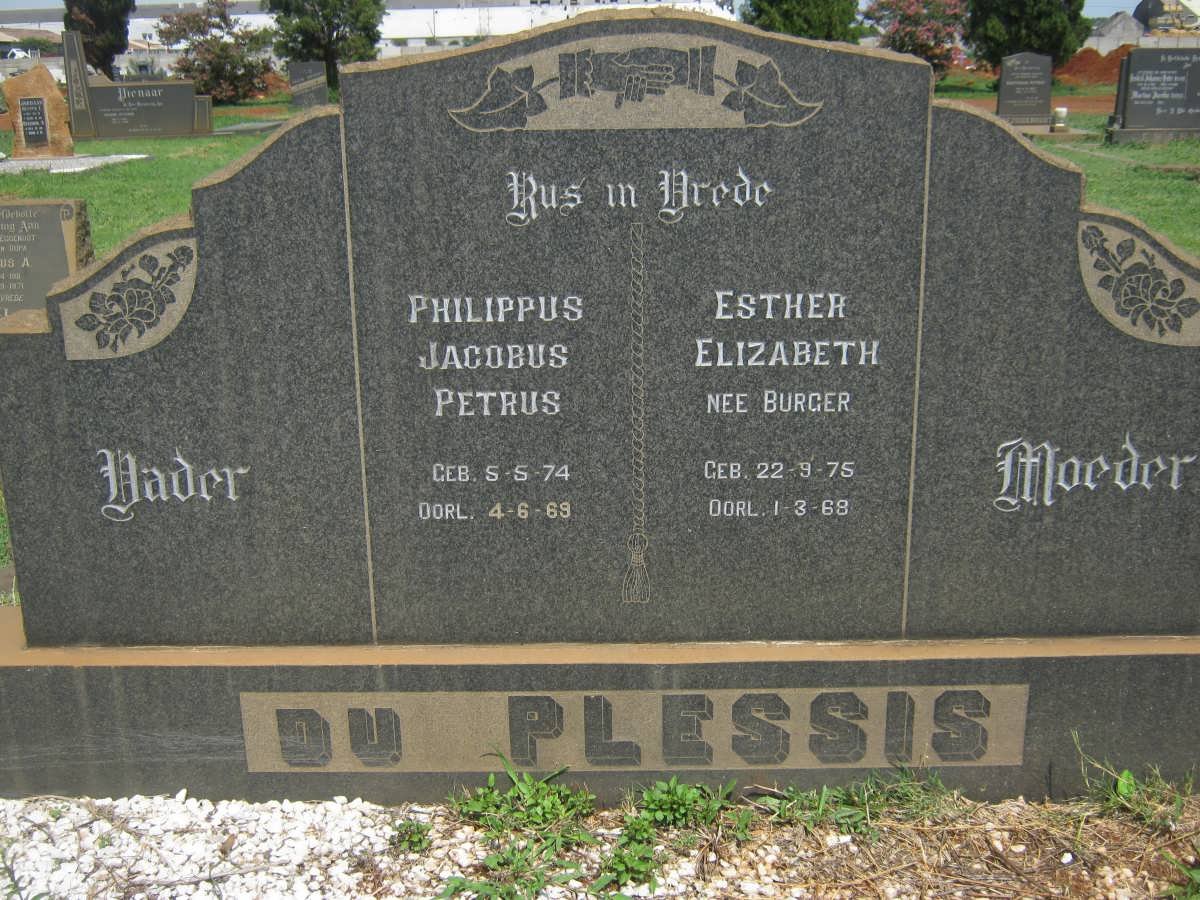 PLESSIS Philippus Jacobus Petrus, du 1874-1969 &amp; Esther Elizabeth BURGER 1875-1968