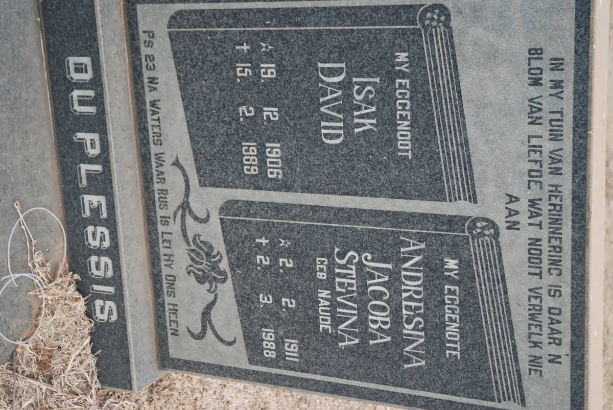 PLESSIS Isak David, du 1906-1989 &amp; Andresa Jacoba Stevina NAUDÉ 1911-1988
