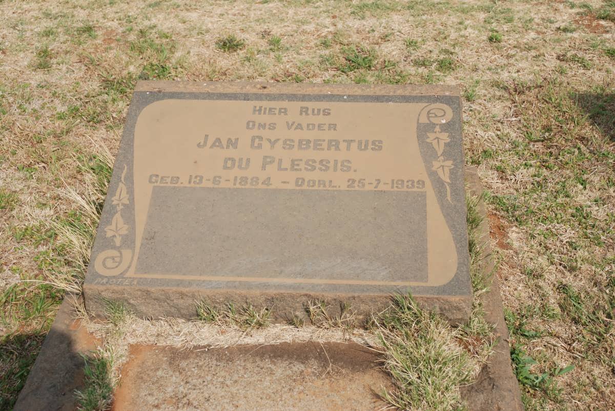 PLESSIS Jan Gysbertus, du 1884-1939