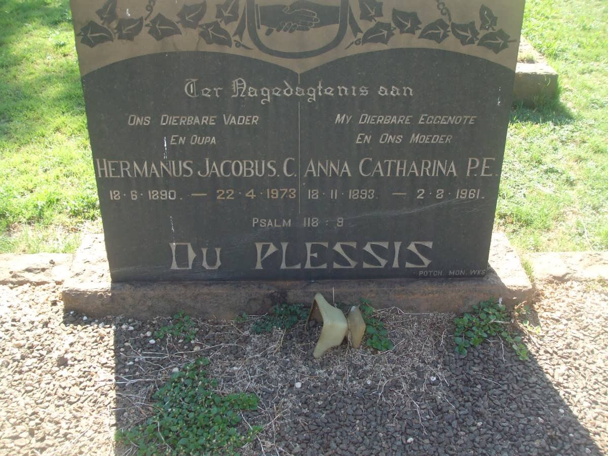 PLESSIS Hermanus Jacobus C., du 1890-1973 &amp; Anna Catharina P.E. 1893-1961