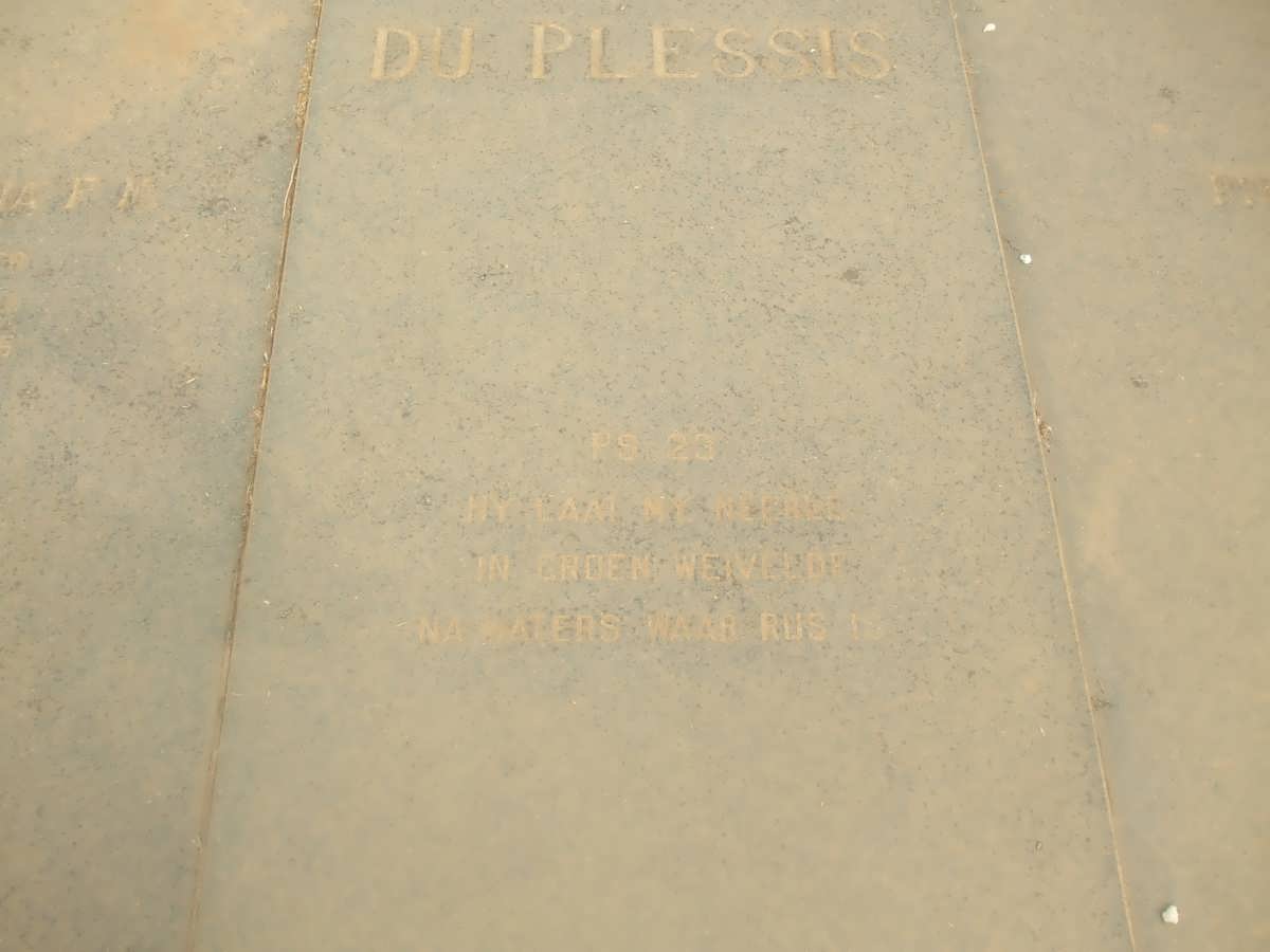 PLESSIS Pieter G., du 1910-1975 &amp; Emmerentia F.M. GERBER 1910-1985