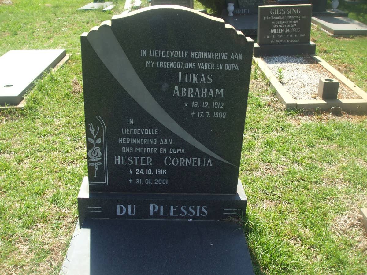 PLESSIS Lukas 1912-1989 &amp; Hester Cornelia 1916-2001