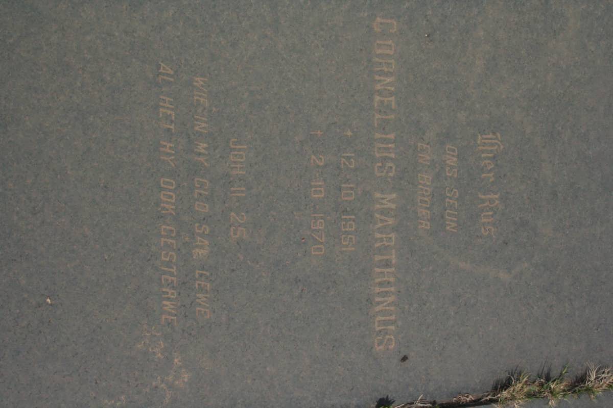 LANGE Cornelius Marthinus, de 1951-1970