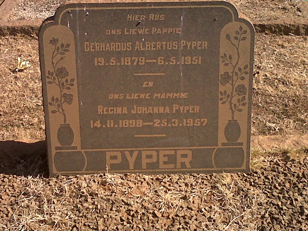 PYPER Gerhardus Albertus 1879-1951 &amp; Regina Johanna 1898-1957