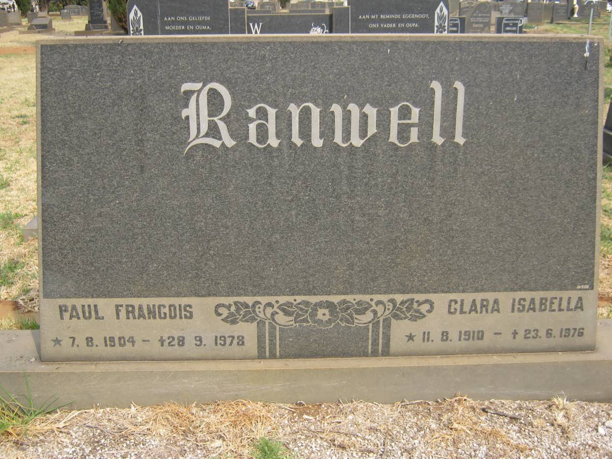 RANWELL Paul Francois 1904-1978 &amp; Clara Isabella 1910-1976