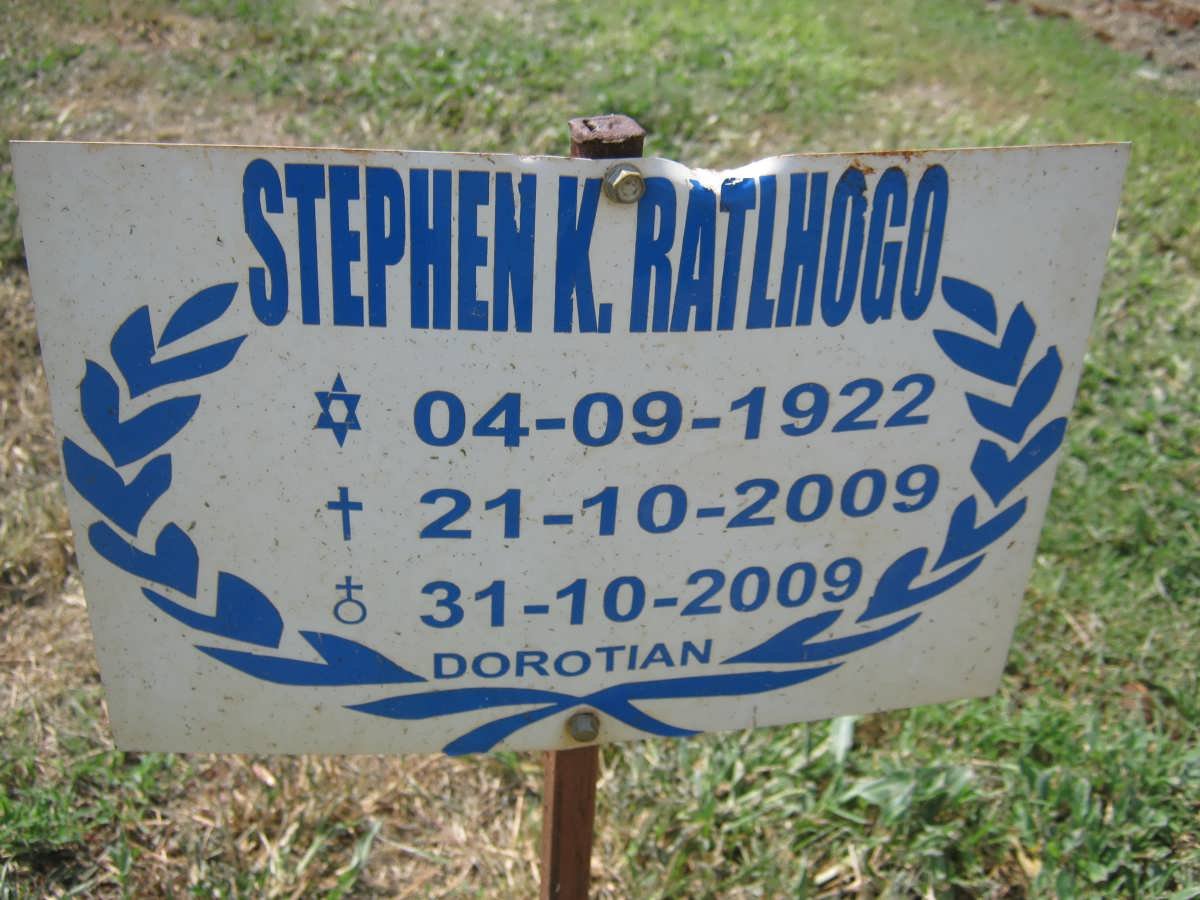 RATLHOGO Stephen K. 1922-2009