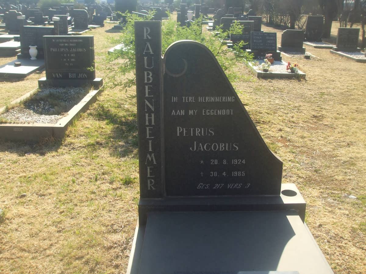 RAUBENHEIMER Petrus Jacobus 1924-1985