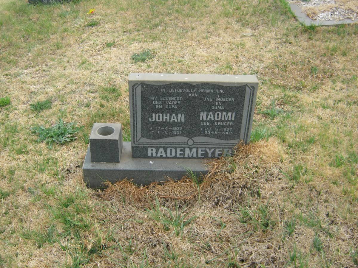 RADEMEYER Johan 1933-1991 &amp; Naomi KRUGER 1937-2007