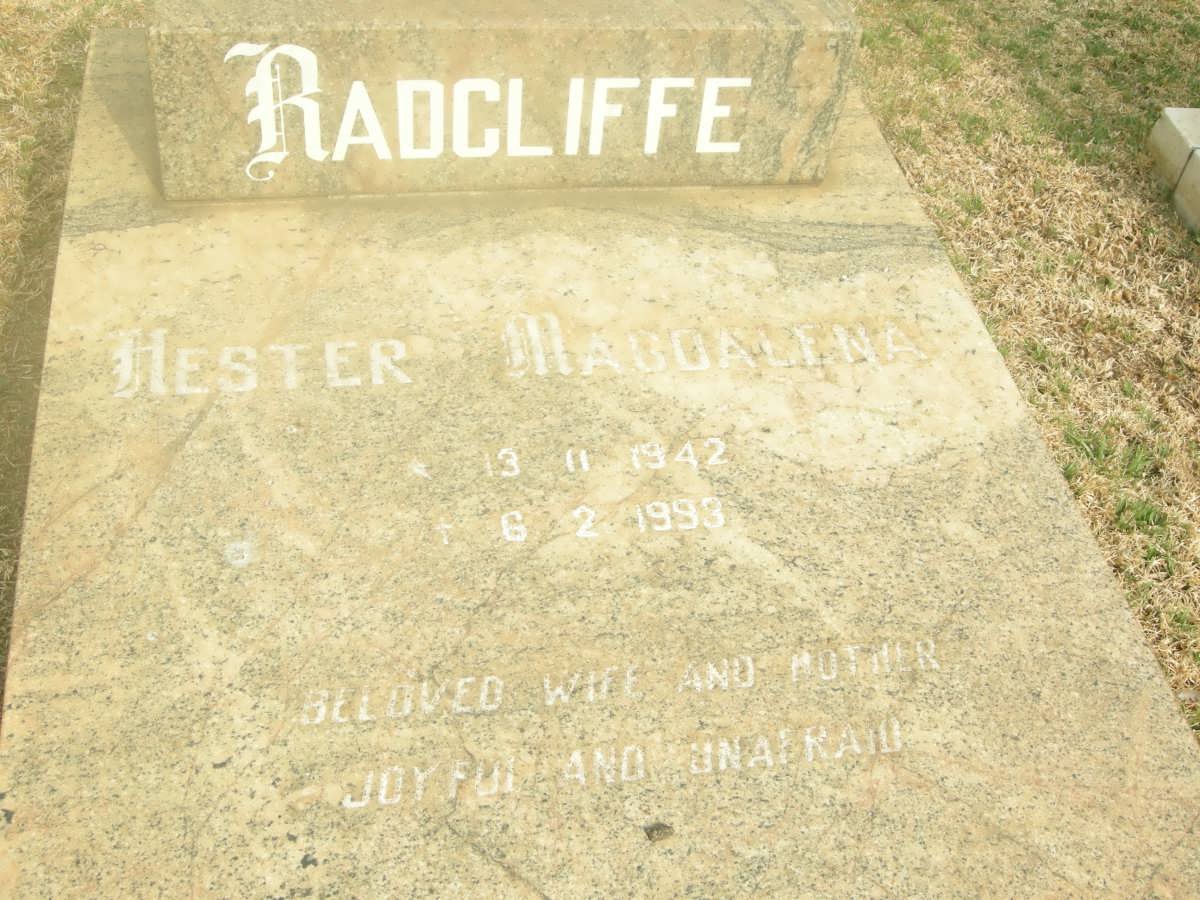 RADCLIFFE Hester Magdalena 1942-1993