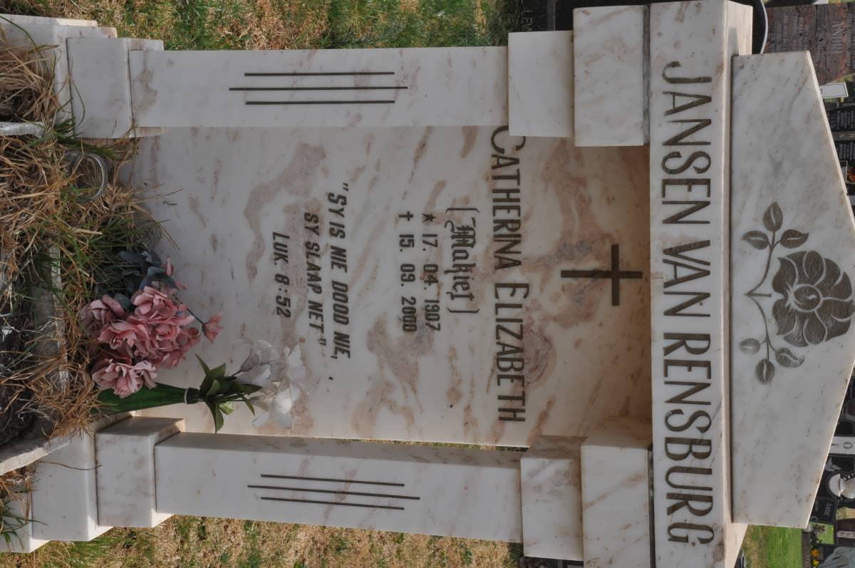 RENSBURG Catherina Elizabeth, Jansen van nee MAKIET 1907-2000