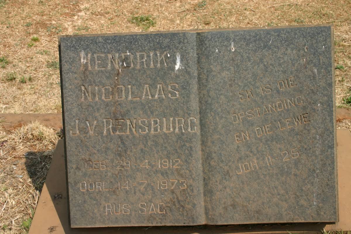 RENSBURG Hendrik Nicolaas, J.v. 1912-1973