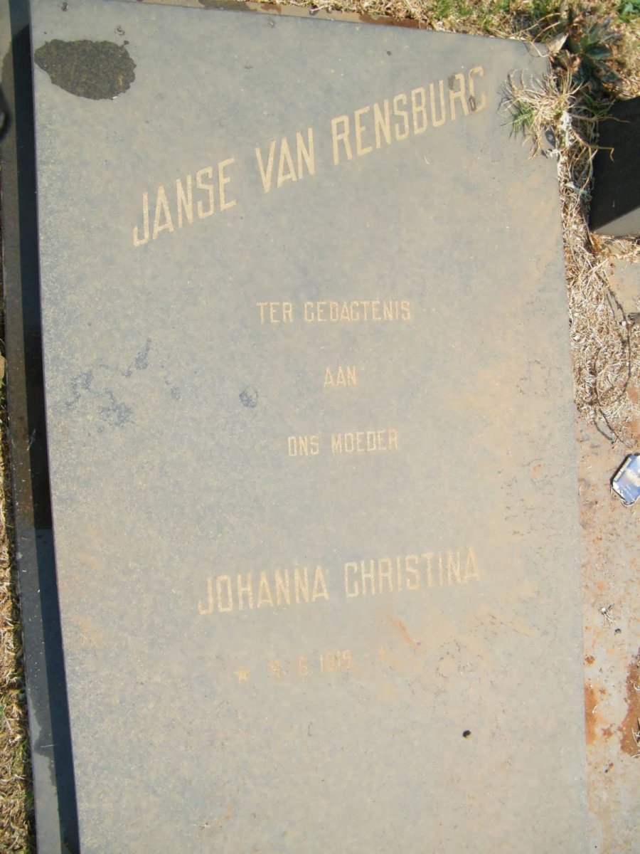RENSBURG Johanna Christina, Janse van 1919-