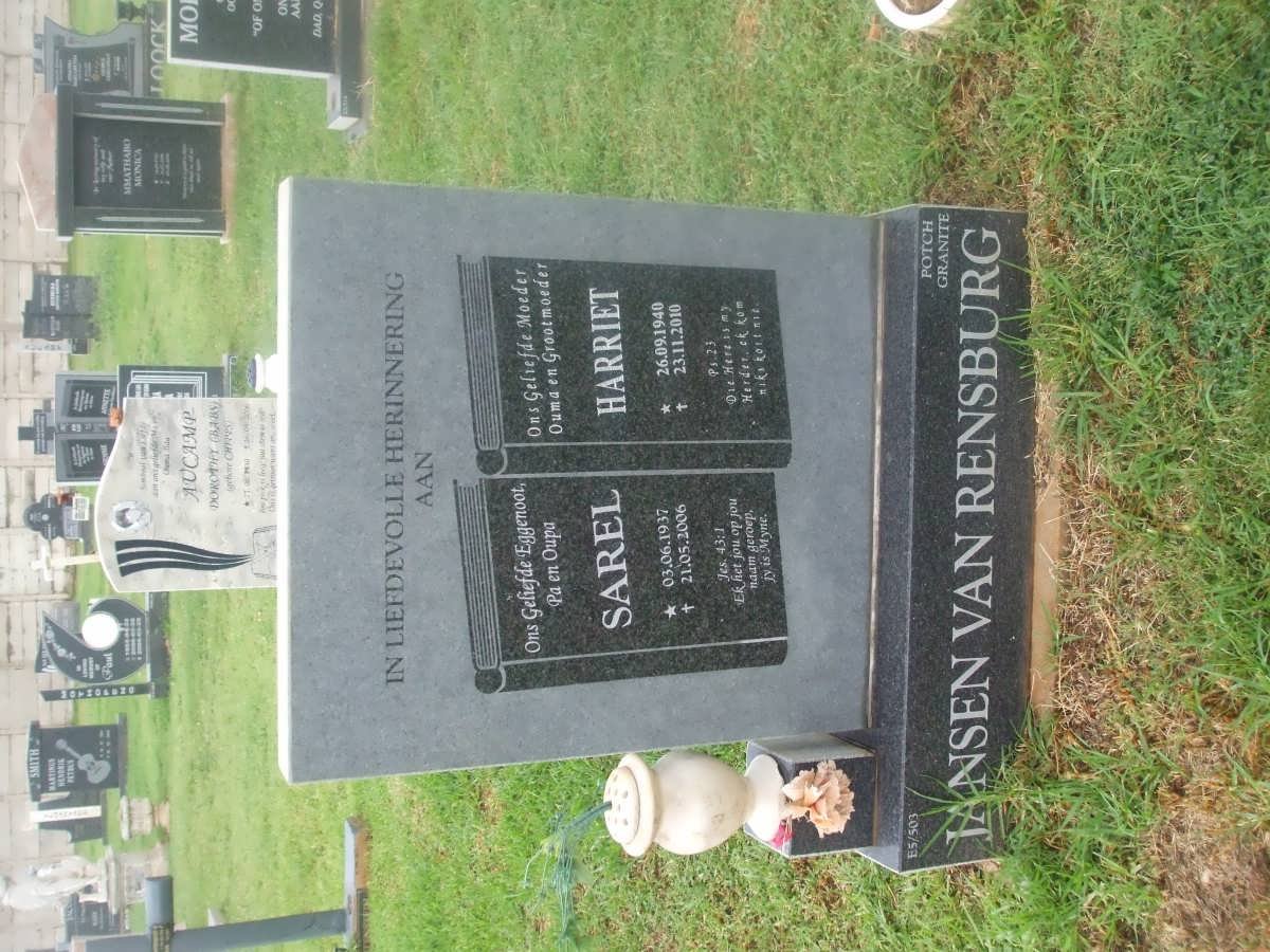RENSBURG Sarel, Jansen van 1937-2006 &amp; Harriet 1940-2010