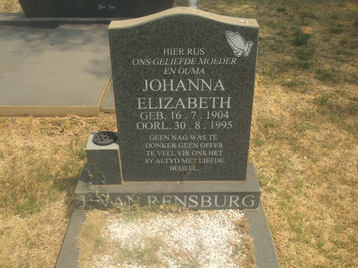 RENSBURG Johanna Elizabeth, J. van 1904-1995