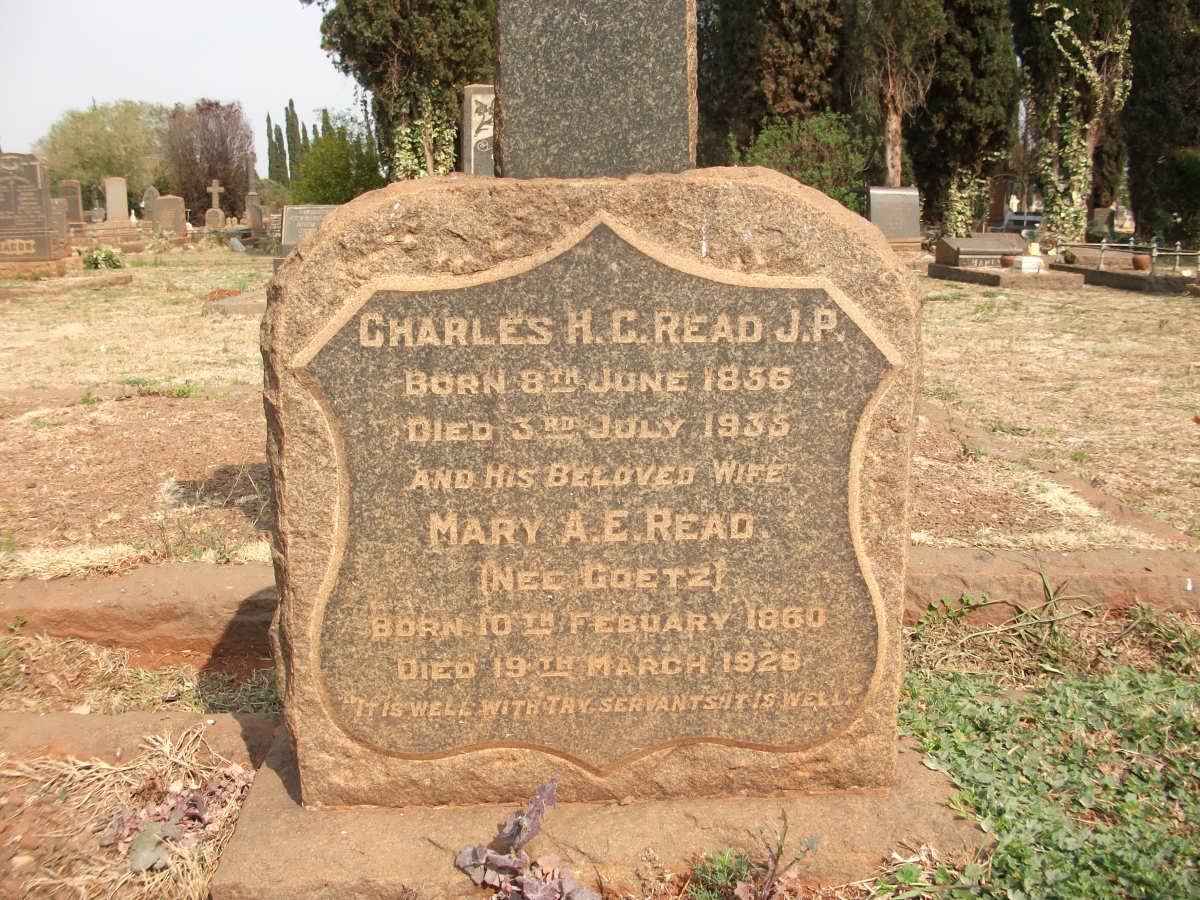 READ Charles H.C. 1856-1935 &amp; Mary A.E. GOETZ 1860-1929