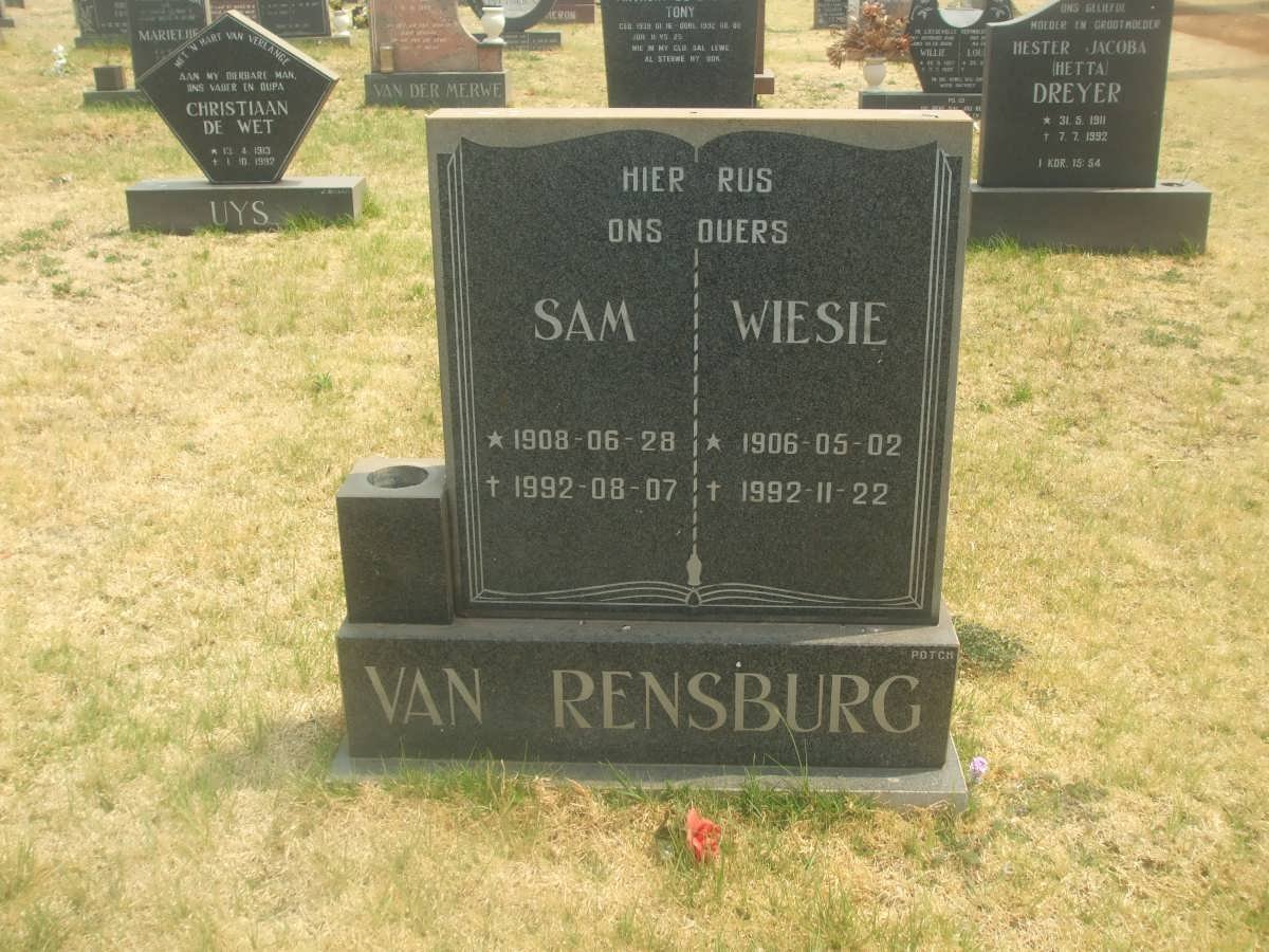 RENSBURG Samuel Jacobus, van 1908 -1992 &amp; Jacoba Hendrika 1906-1992