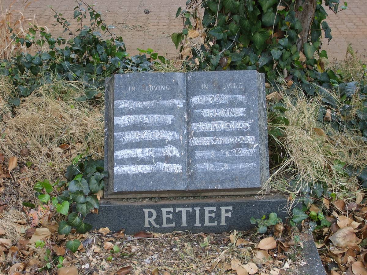 RETIEF Francois André 1913-1983 &amp; Elaine Clements 1913-1996