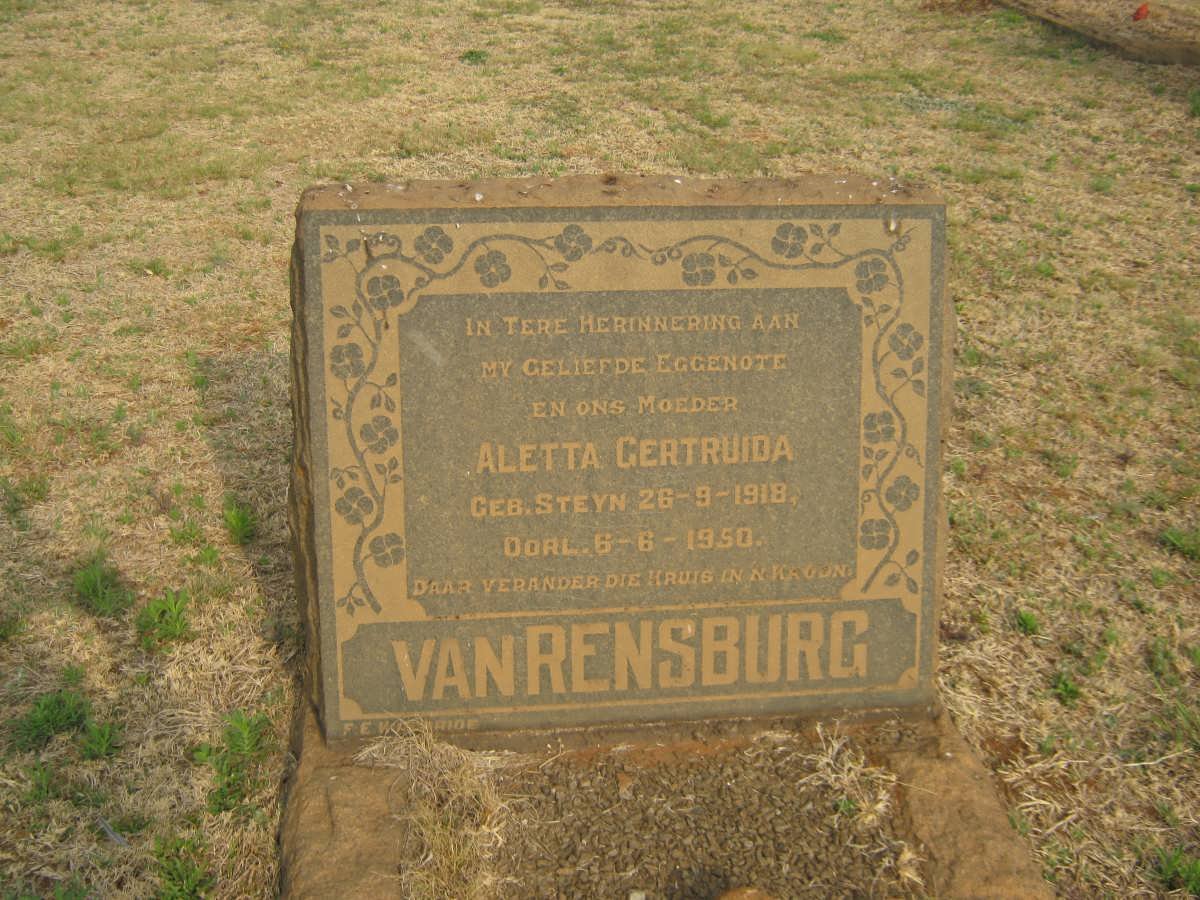 RENSBURG Aletta Gertruida, van nee STEYN 1918-1950