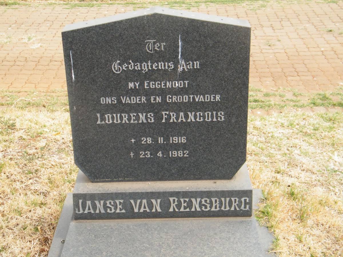 RENSBURG Lourens Francois, Janse van 1916-1982