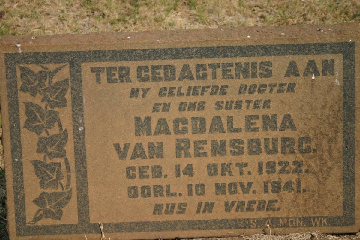 RENSBURG Magdalena, van 1922-1941