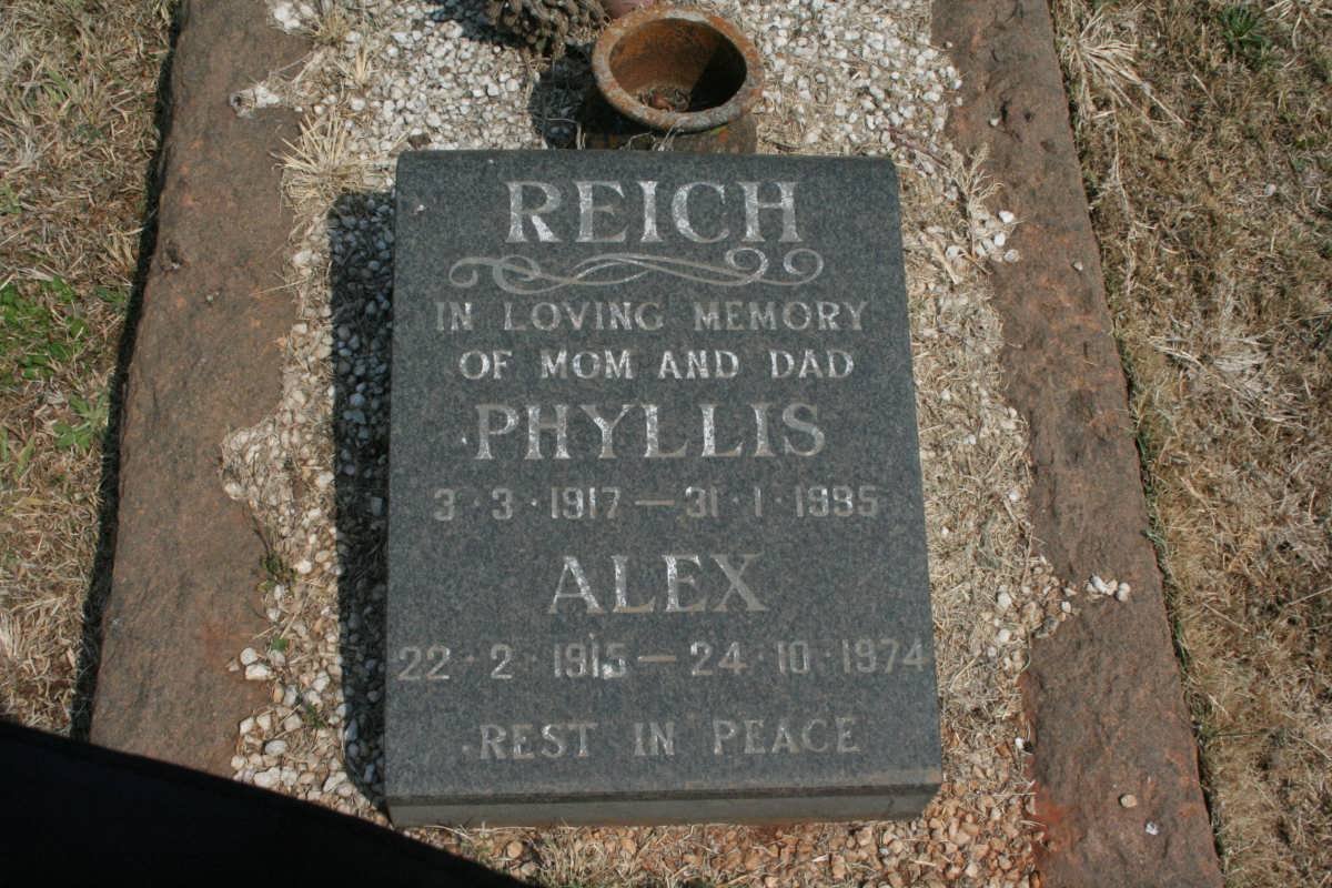REICH Alex 1915-1974 &amp; Phyllis 1917-1995