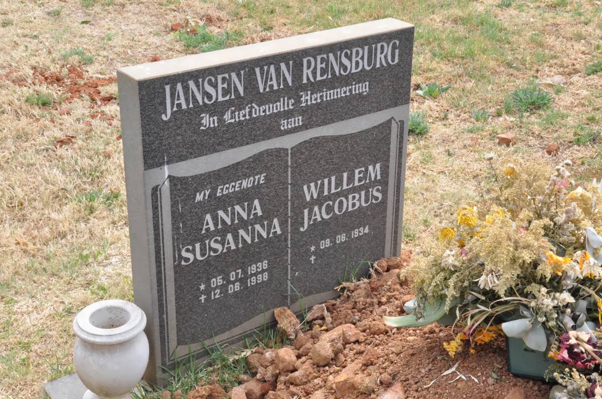 RENSBURG Willem Jacobus, Jansen van 1934- &amp; Anna Susanna 1936-1998