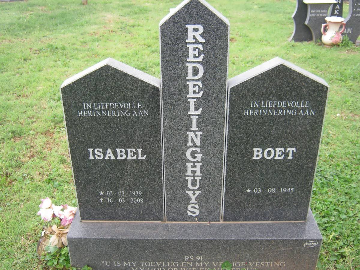 REDELINGHUYS Boet 1945- &amp; Isabel 1939-2008