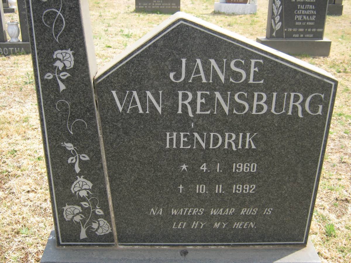 RENSBURG Hendrik, Janse van 1960-1992