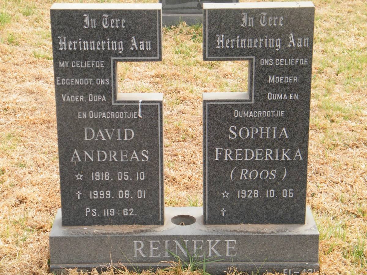 REINEKE David Andreas 1916-1999 &amp; Sophia Frederika 1928-