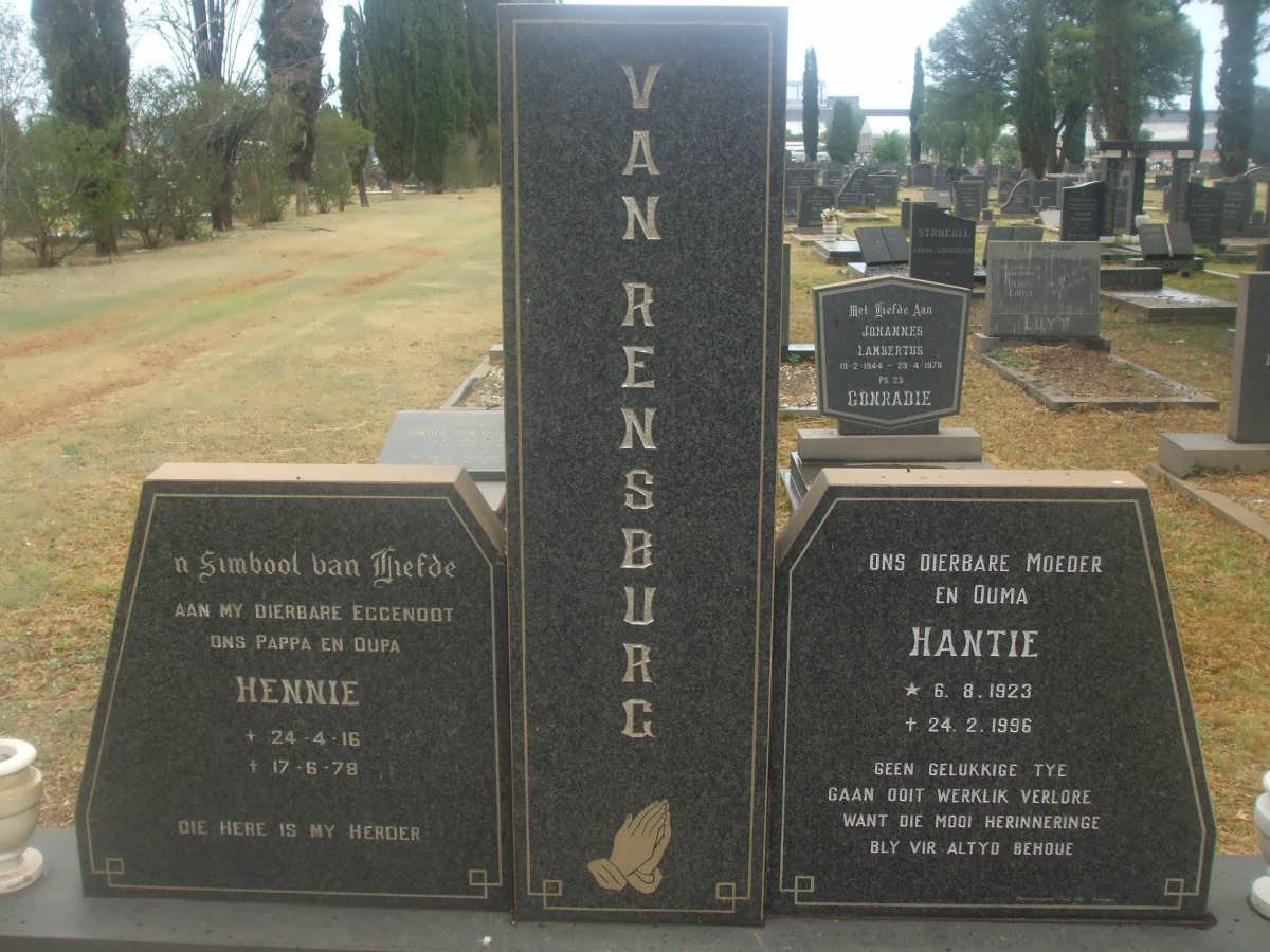 RENSBURG Hennie, van 1916-1978 &amp; Hantie 1923-1996