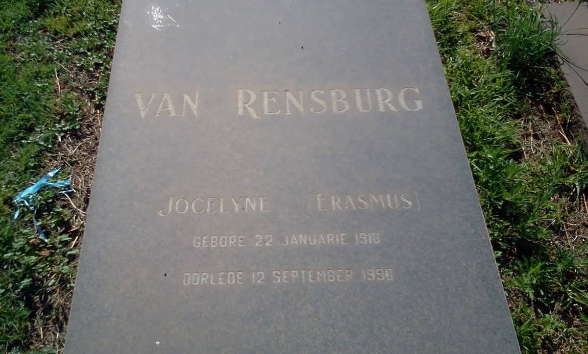 RENSBURG Jocelyne, van nee ERASMUS 1913-1990