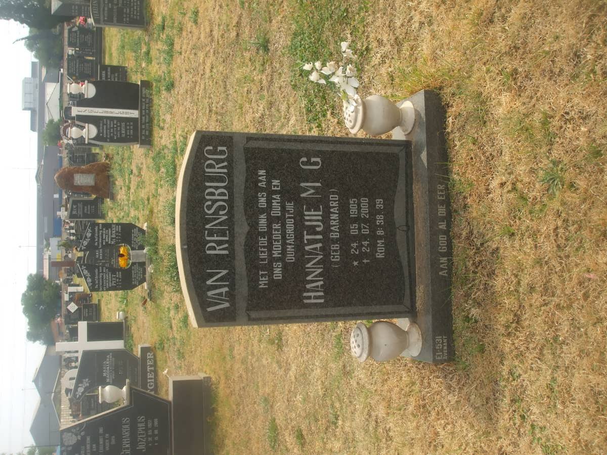 RENSBURG Johanna Magdalena Gertruida, van 1905-2000 nee BARNARD