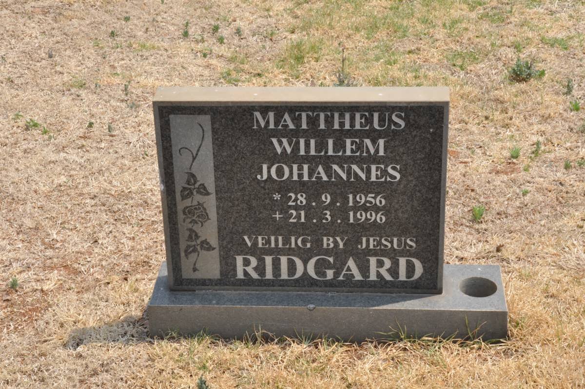 RIDGARD Mattheus Willem Johannes 1956-1996