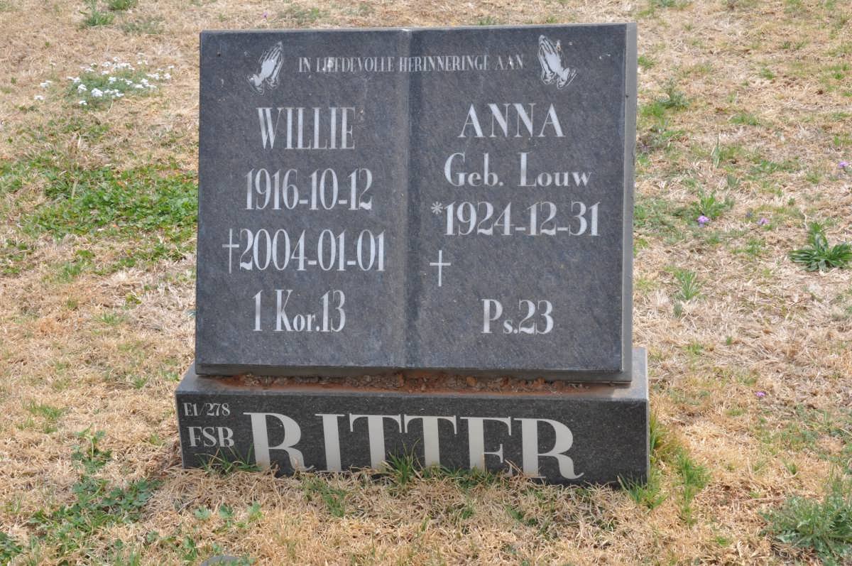 RITTER Willie 1916-2004 &amp; Anna LOUW 1924-