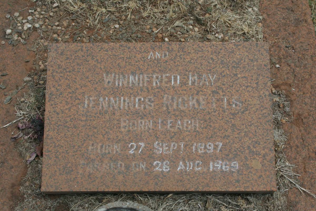 RICKETTS Winnifred May Jennings nee LEACH 1897-1969