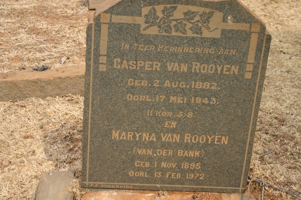 ROOYEN Casper, van 1882-1943 &amp; Maryna VAN DER BANK 1895-1972