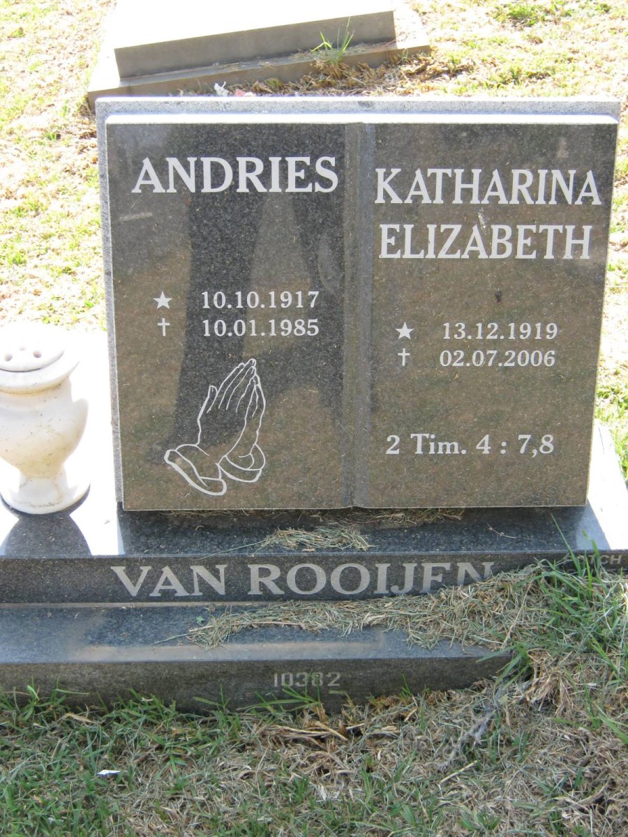 ROOIJEN Andries, van 1917-1985 &amp; Katharina Elizabeth 1919-2006
