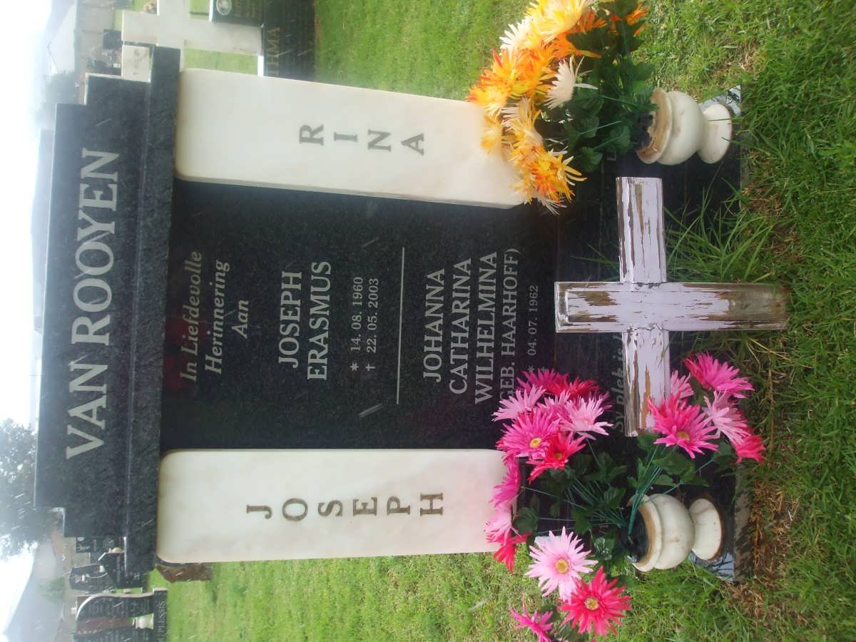ROOYEN Joseph Erasmus, van 1960-2003 &amp; Johanna Catharina Wilhelmina HAARHOFF 1962-