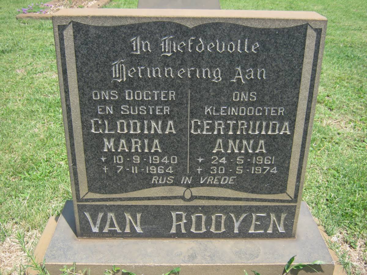 ROOYEN Glodina Maria, van 1940-1964 :: VAN ROOYEN Gertruida Anna 1961-1974