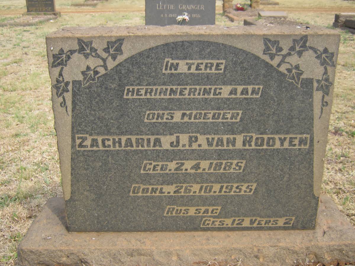 ROOYEN Zacharia J.P., van 1885-1955