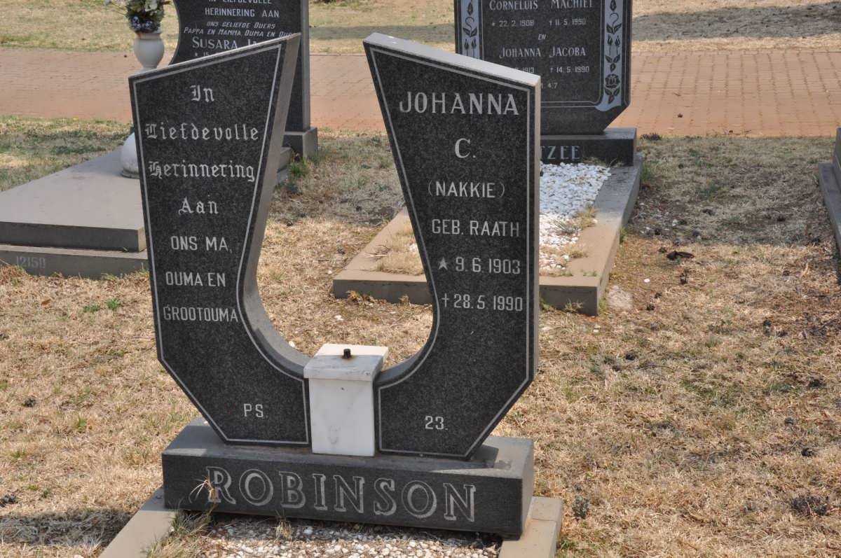 ROBINSON Johanna C. nee RAATH 1903-1990