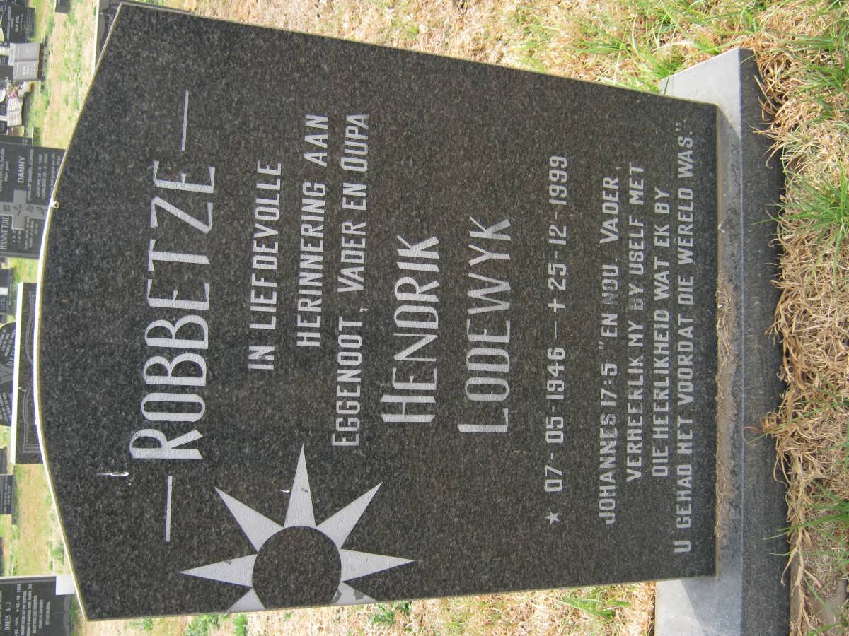 ROBBETZE Hendrik Lodewyk 1946-1999