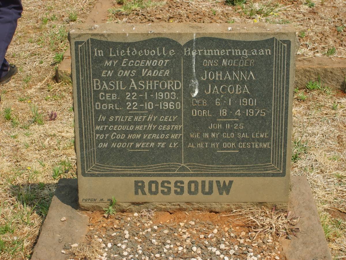ROSSOUW Basil Ashford 1903-1960 &amp; Johanna Jacoba 1901-1975