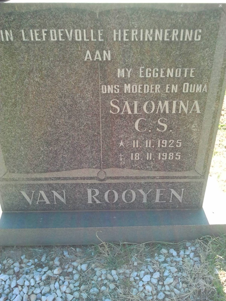 ROOYEN Salomina C.S., van 1925-1985