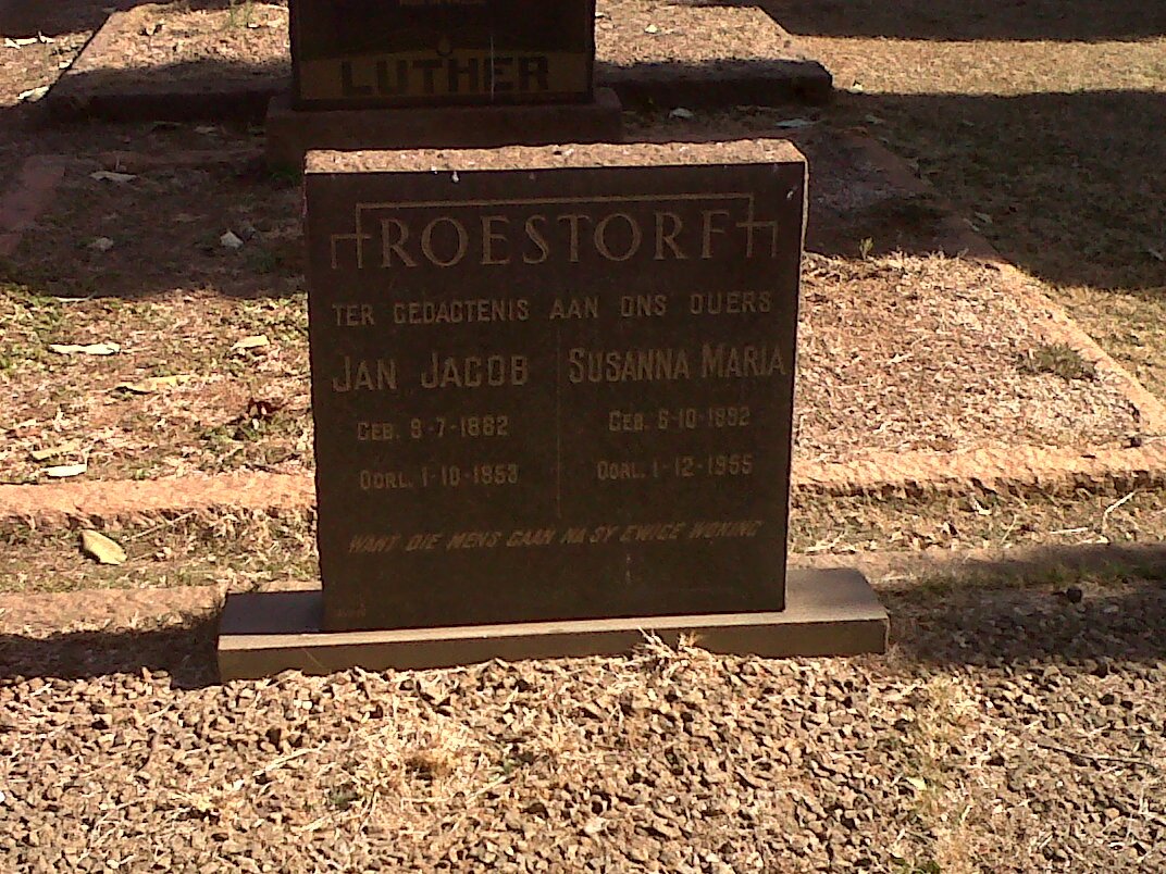 ROESTORF Jan Jacob 1882-1953 &amp; Susanna Maria 1892-1955